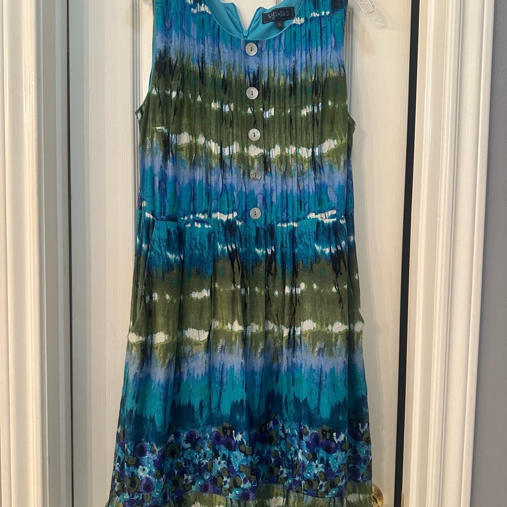 Anthropologie Blue Green Sleeveless Dress